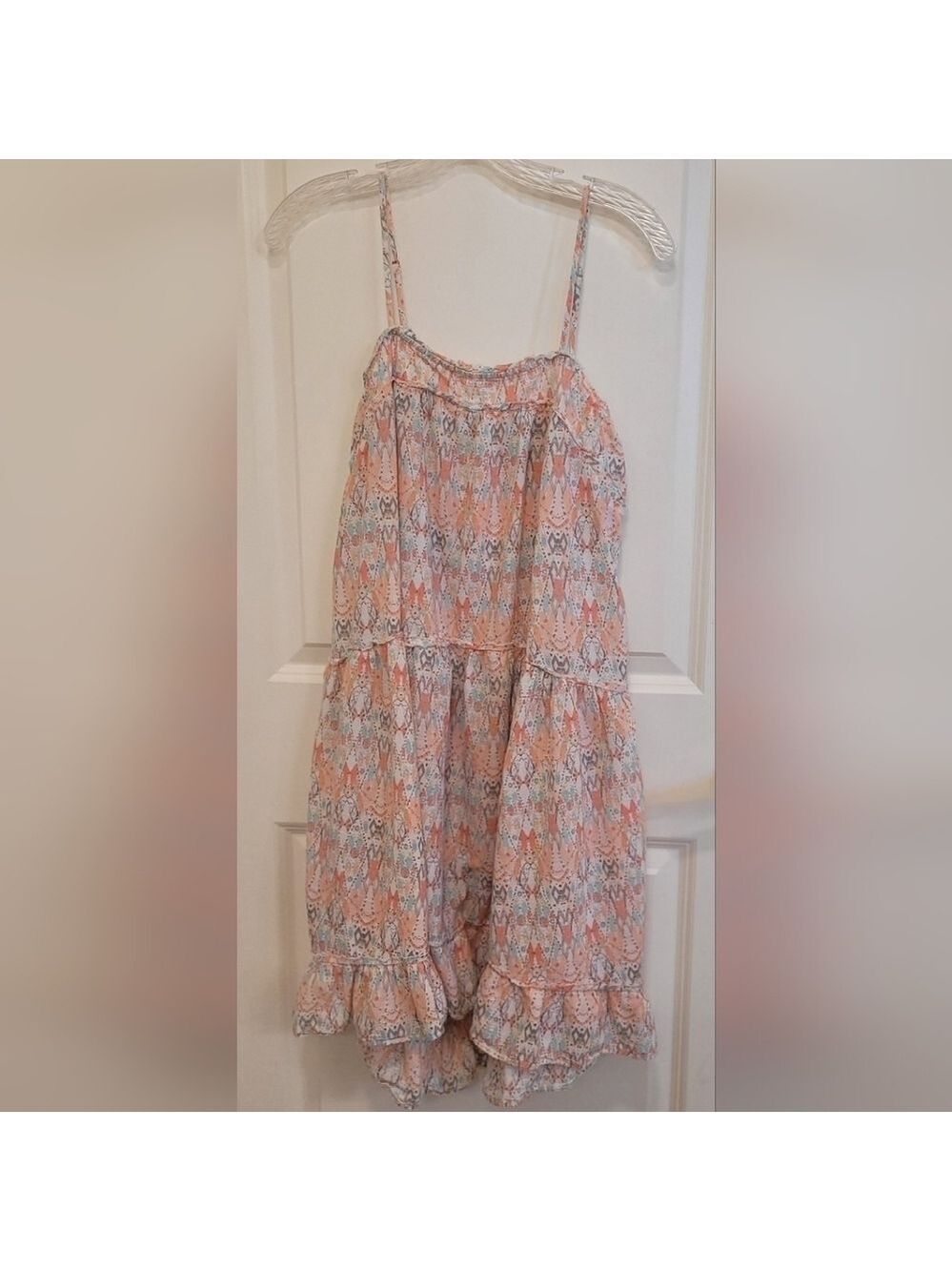 Anthropologie Saturday Sunday Pink & Gray Tiered Midi Skater Dress